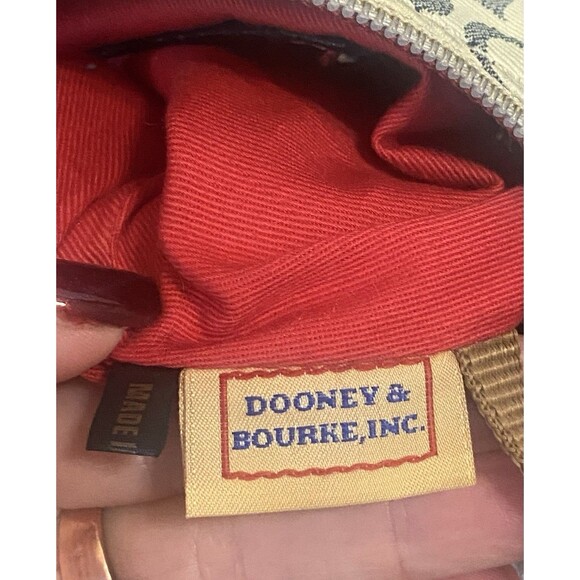 Dooney & Bourke Signature Jacquard Satchel Cream Leather Trim Shoulder Bag Y2K - Picture 5 of 16